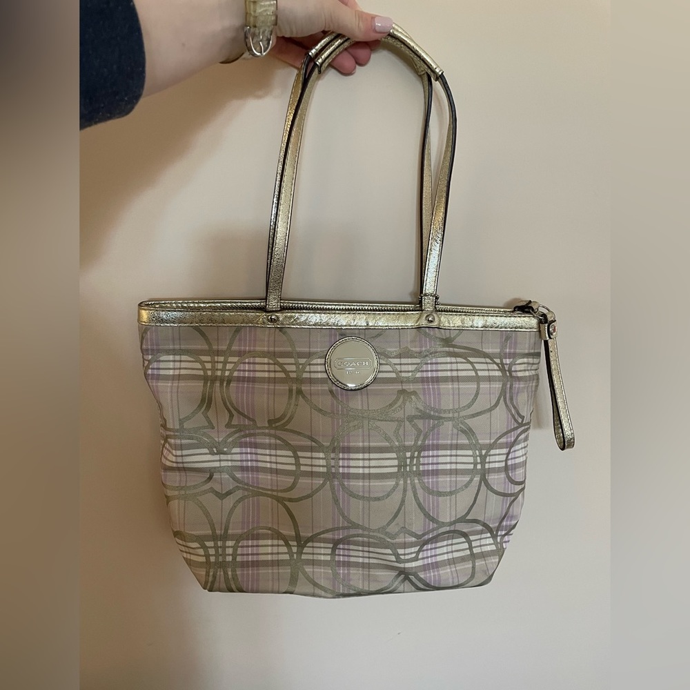 Coach bag NWOT purple plaid